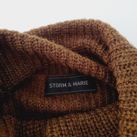Storm & Marie Sweater Oversized Scandinavian Alpaca Wool Turtleneck Brown S - Picture 7 of 12